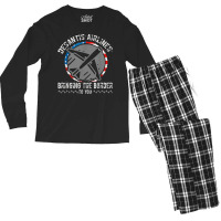 Desan Tisair Lines Distress Flag Bringing The Border To You Men's Long Sleeve Pajama Set | Artistshot