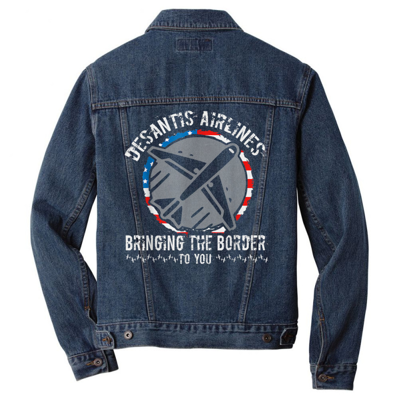 Desan Tisair Lines Distress Flag Bringing The Border To You Men Denim Jacket | Artistshot