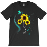 Hummingbird Teal Sunflower Scleroderma Awareness T-shirt | Artistshot