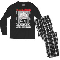 Personal Stalker Funny Bichon Frise Dog Bichon Tenerife Raglan Basebal Men's Long Sleeve Pajama Set | Artistshot