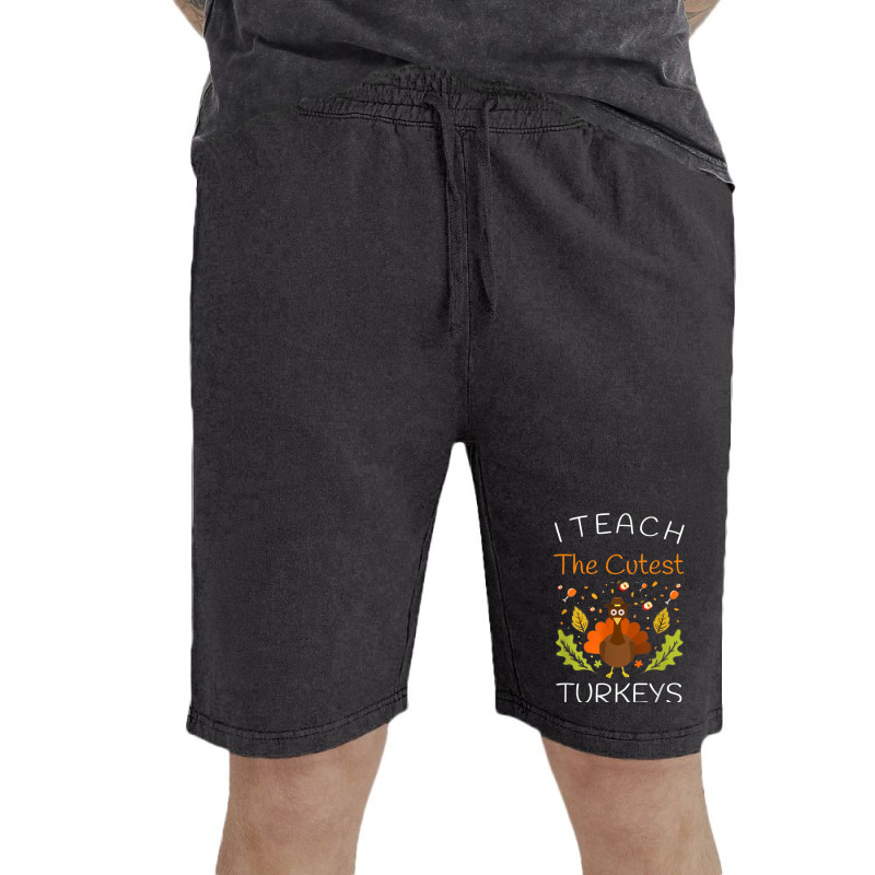 I Teach The Cutest Turkeys Teacher Thanksgiving Fall Season Vintage Short | Artistshot