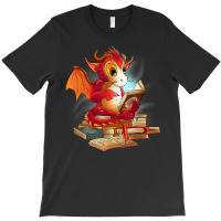 Cute Dragon Reading A Magic Book Fantasy Reader T-shirt | Artistshot