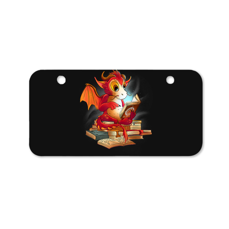 Cute Dragon Reading A Magic Book Fantasy Reader Bicycle License Plate | Artistshot