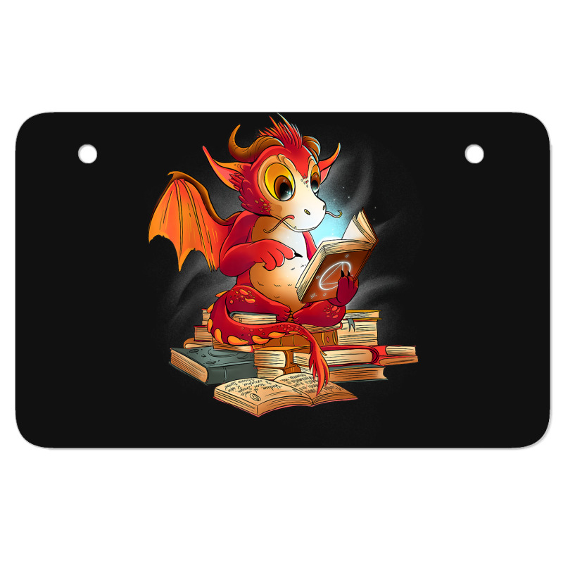 Cute Dragon Reading A Magic Book Fantasy Reader Atv License Plate | Artistshot