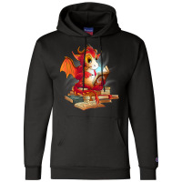 Cute Dragon Reading A Magic Book Fantasy Reader Champion Hoodie | Artistshot