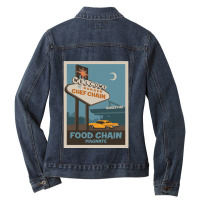 Food Chain Magnate Board Game Minimalist Travel Poster Style Gaming Ar Ladies Denim Jacket | Artistshot