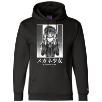 Japanese Glasses Girl Anime Otaku Kanji Katakana Japan T Shirt Champion Hoodie | Artistshot