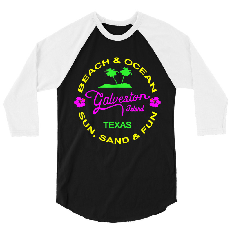 Ocean & Beach Galveston Island Texas Vacation Black T Shirt 3/4 Sleeve Shirt by cm-arts | Artistshot