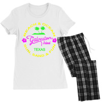 Ocean & Beach Galveston Island Texas Vacation Black T Shirt Women's Pajamas Set | Artistshot