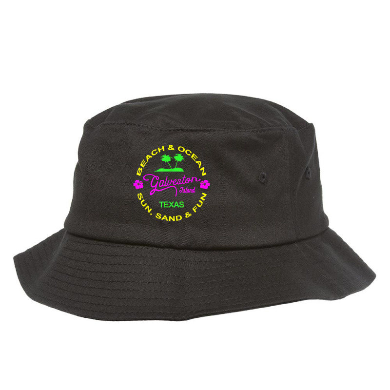 Ocean & Beach Galveston Island Texas Vacation Black T Shirt Bucket Hat by cm-arts | Artistshot