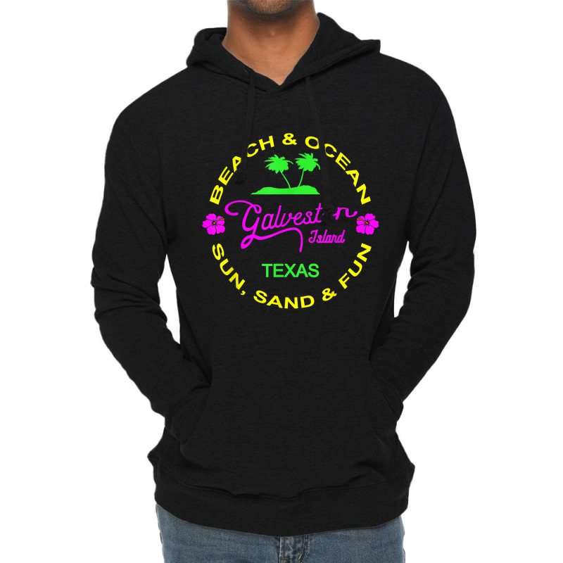 Ocean & Beach Galveston Island Texas Vacation Black T Shirt Lightweight Hoodie by cm-arts | Artistshot