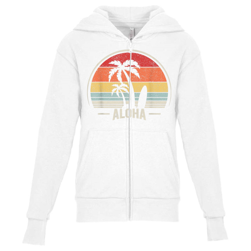 Vintage Retro Aloha Hawaii Hawaiian Island Palm Beach Surf T Shirt Youth Zipper Hoodie by cm-arts | Artistshot