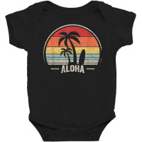 Vintage Retro Aloha Hawaii Hawaiian Island Palm Beach Surf T Shirt Baby Bodysuit | Artistshot