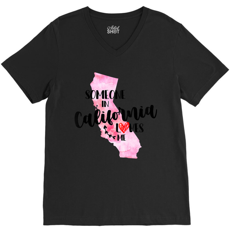 Kids Somebody In California Loves Me State Map Gift For Boy Girl V-neck Tee | Artistshot