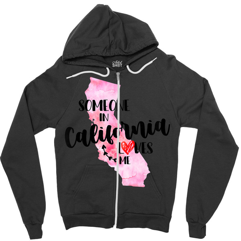 Kids Somebody In California Loves Me State Map Gift For Boy Girl Zipper Hoodie | Artistshot