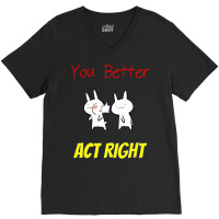 Slap Punch Act Right Funny Joke Rude Bunny T Shirt V-neck Tee | Artistshot