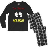 Slap Punch Act Right Funny Joke Rude Bunny T Shirt Men's Long Sleeve Pajama Set | Artistshot