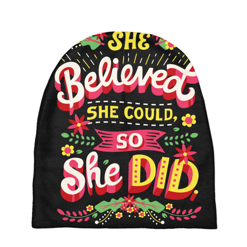 She Believed She Could Feminism Baby Beanies by noranajas | Artistshot