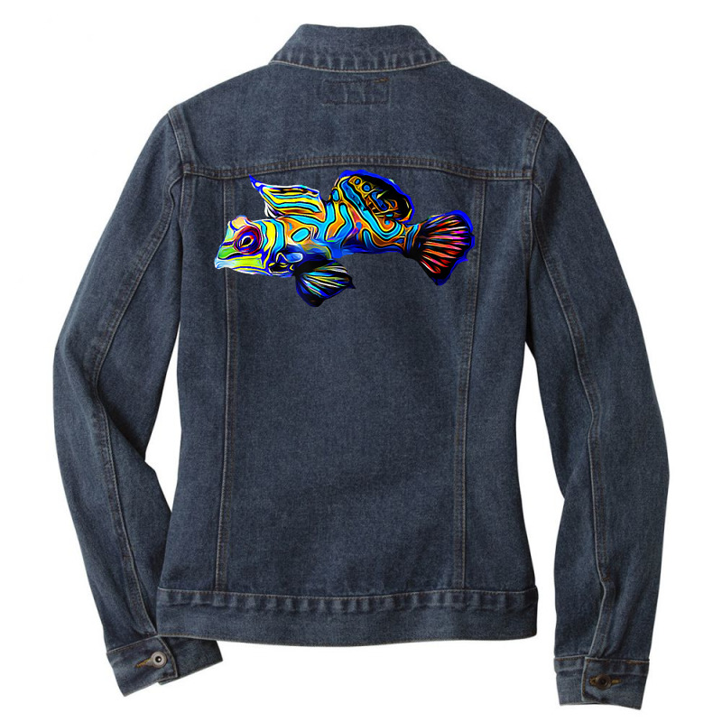 Mandarin Goby Dragonet Saltwater Reef Aquarium Fish Tank Ladies Denim Jacket by cm-arts | Artistshot