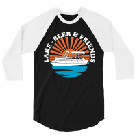 Lake Friends Boating Drinking Summer Pontoon Boat Dad Mom Long Sleeve  3/4 Sleeve Shirt | Artistshot