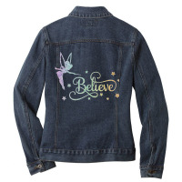 Tinkerbell Believe, Funny Tinkerbell,glitter Tinkerbell, Glitter Fairy Ladies Denim Jacket | Artistshot