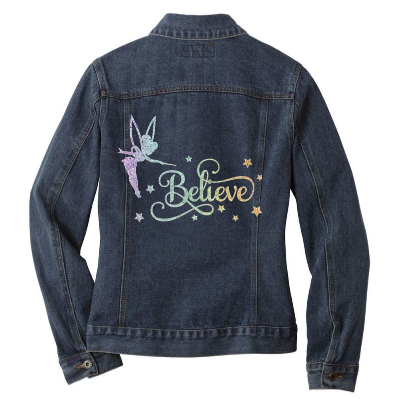 Tinkerbell Believe, Funny Tinkerbell,glitter Tinkerbell, Glitter Fairy Ladies Denim Jacket by NataliaMata | Artistshot