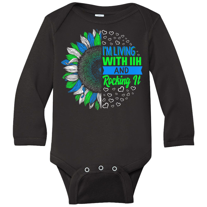 Iih Awareness I'm Living With Iih And Rocking It Warrior Premium T Shi Long Sleeve Baby Bodysuit | Artistshot