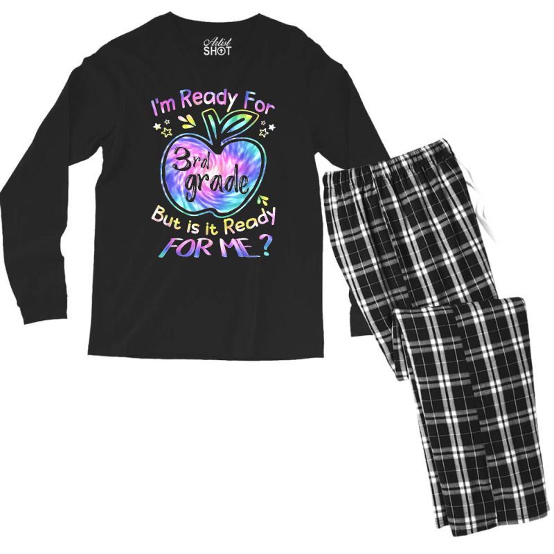 Ready For 3rd Grade Tie Dye Back To School Hello Third Grade Men's Long Sleeve Pajama Set | Artistshot