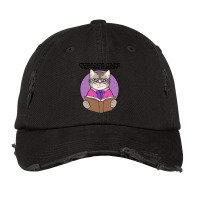 Curious Cats Visit The Library Purple Vintage Cap | Artistshot