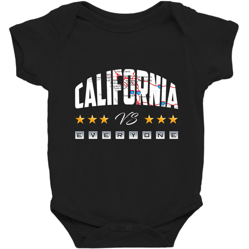 California Vs Everyone Road Map Style Long Sleeve T Shirt Baby Bodysuit | Artistshot