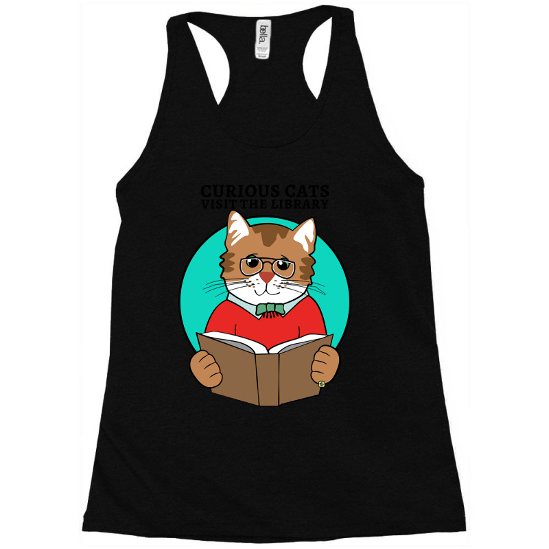 Curious Cats Visit The Library Racerback Tank by webberkyla | Artistshot