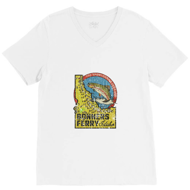 Bonners Ferry Sportsman's Paradise 1893, Fishing V-Neck Tee by metengs | Artistshot