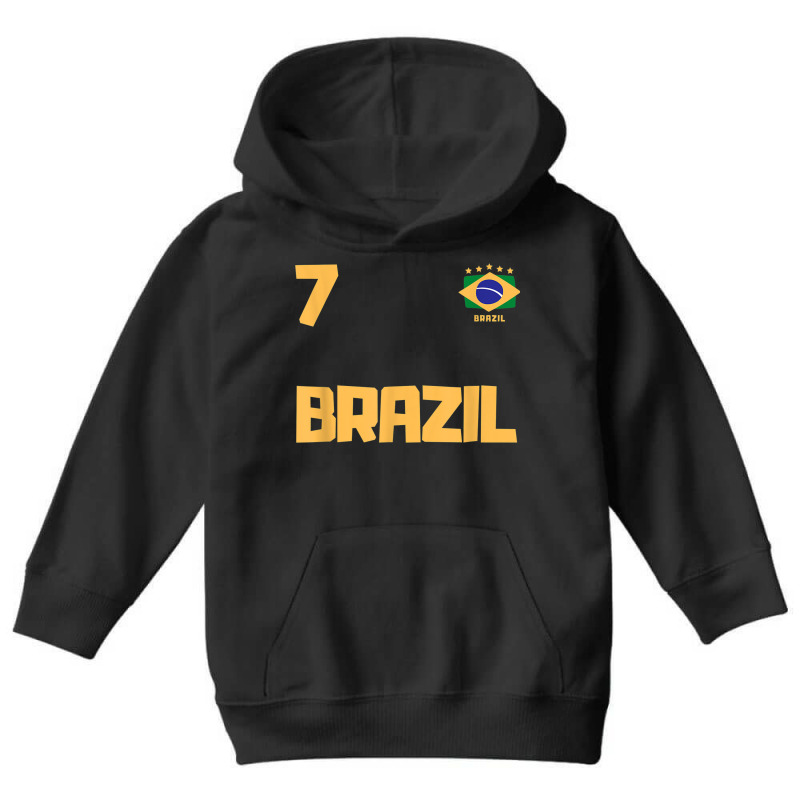 Brasil Brazil Soccer Jersey Football Number 7 Brazilian Flag Youth Hoodie by Piggy | Artistshot