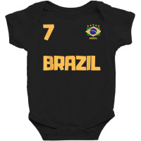 Brasil Brazil Soccer Jersey Football Number 7 Brazilian Flag Baby Bodysuit | Artistshot