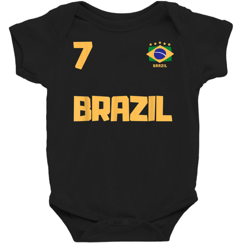 Brasil Brazil Soccer Jersey Football Number 7 Brazilian Flag Baby Bodysuit by Piggy | Artistshot