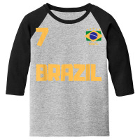 Brasil Brazil Soccer Jersey Football Number 7 Brazilian Flag Youth 3/4 Sleeve | Artistshot