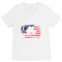 Malaysian Flag Irish Shamrock Clover Malaysia T Shirt V-neck Tee | Artistshot