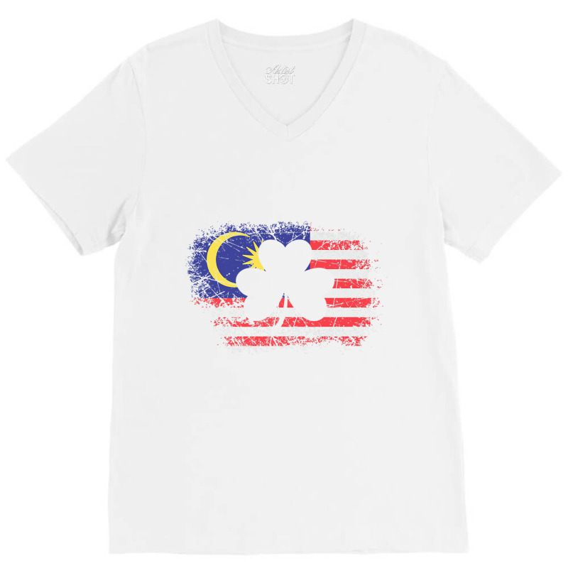 Malaysian Flag Irish Shamrock Clover Malaysia T Shirt V-Neck Tee by cm-arts | Artistshot