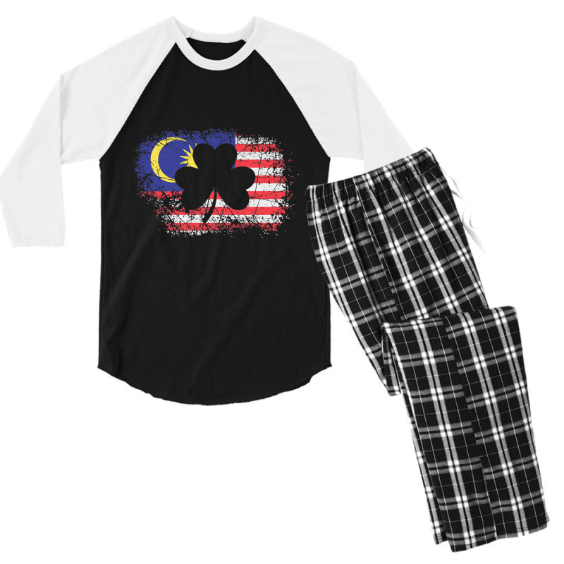 Malaysian Flag Irish Shamrock Clover Malaysia T Shirt Men's 3/4 Sleeve Pajama Set by cm-arts | Artistshot