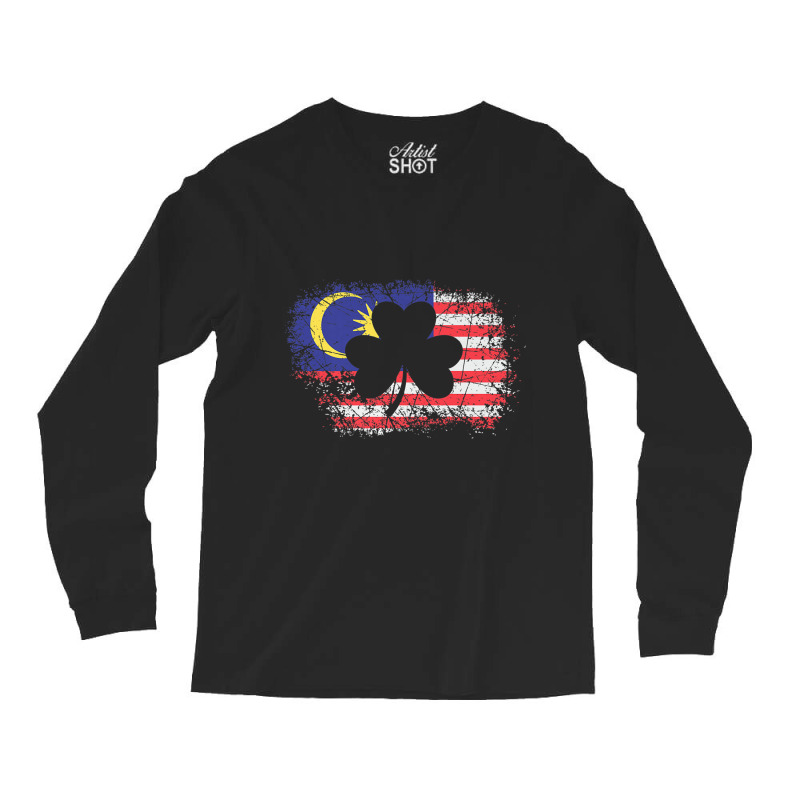 Malaysian Flag Irish Shamrock Clover Malaysia T Shirt Long Sleeve Shirts by cm-arts | Artistshot