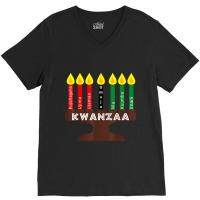 Kwanzaa Kinara, Mishumaa With 7 Principles T-shirt V-neck Tee | Artistshot