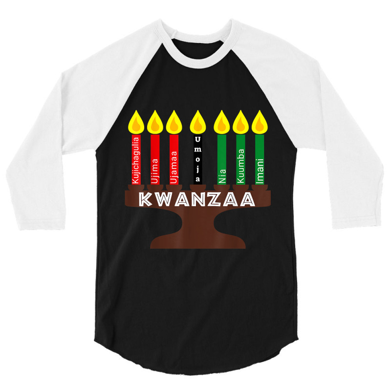 Kwanzaa Kinara, Mishumaa With 7 Principles T-shirt 3/4 Sleeve Shirt by cm-arts | Artistshot