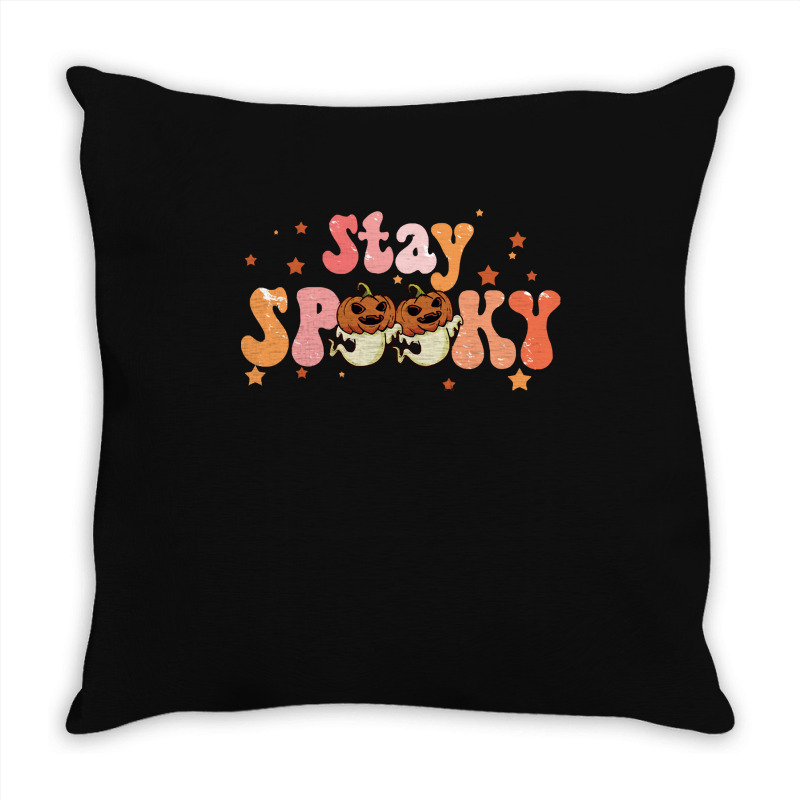 Stay Spooky T  Shirt Funny Halloween Costume Cute Ghost Pumpkin Stay S Throw Pillow | Artistshot