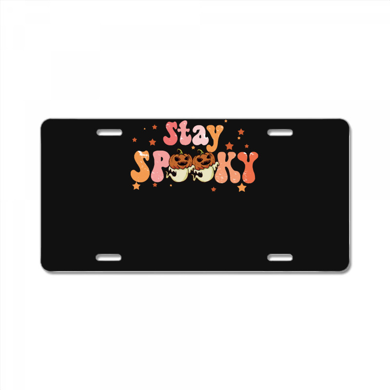 Stay Spooky T  Shirt Funny Halloween Costume Cute Ghost Pumpkin Stay S License Plate | Artistshot