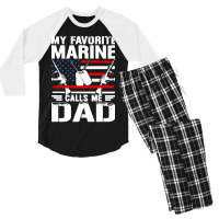 My Favorite Marine Calls Me Dad Men's 3/4 Sleeve Pajama Set | Artistshot