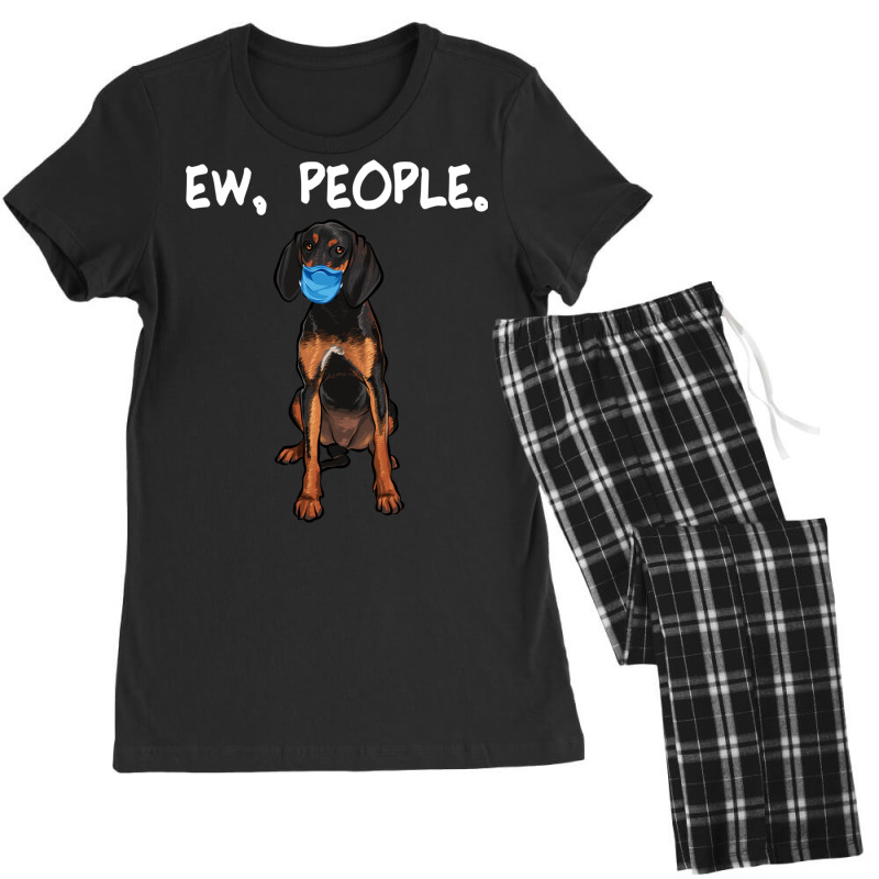 Black And Tan Coonhound Ew People Dog Wearing Face Mask Sweatshirt Women's Pajamas Set by cm-arts | Artistshot