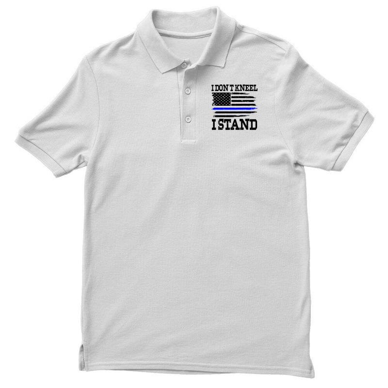 I Dont Kneel I Stand Usa Blue Line Flag (black) Men's Polo Shirt by Akhtar21 | Artistshot