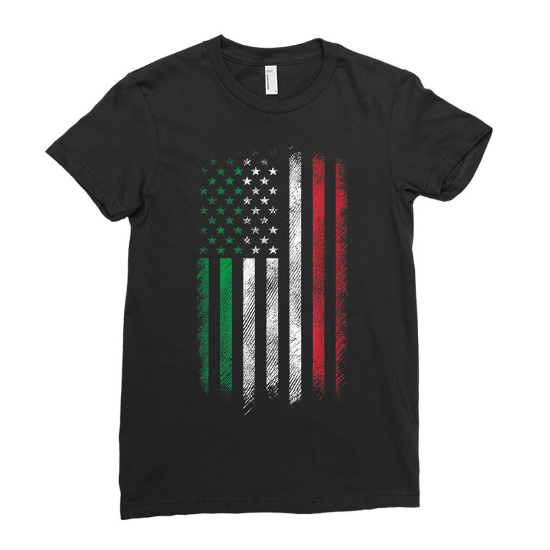 Italy Usa Flag 4th Of July Patriotic American Italian Flag T-shirt Ladies Fitted T-Shirt by cm-arts | Artistshot