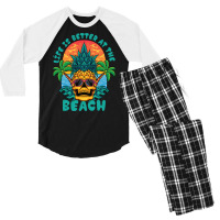 Summer Vibe T  Shirtlife Is The Better At The Beach T  Shirt Men's 3/4 Sleeve Pajama Set | Artistshot