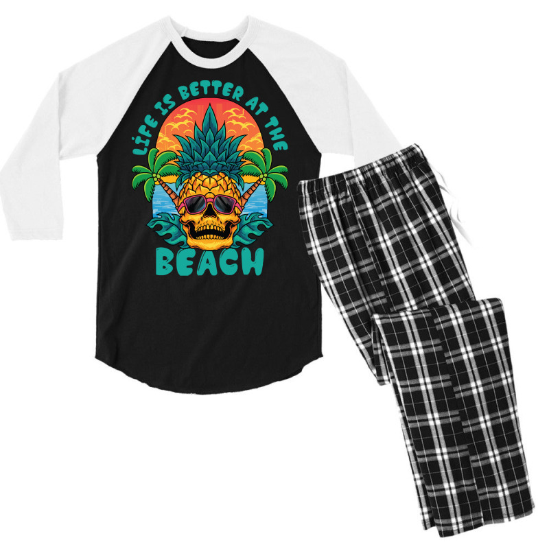 Summer Vibe T  Shirtlife Is The Better At The Beach T  Shirt Men's 3/4 Sleeve Pajama Set | Artistshot